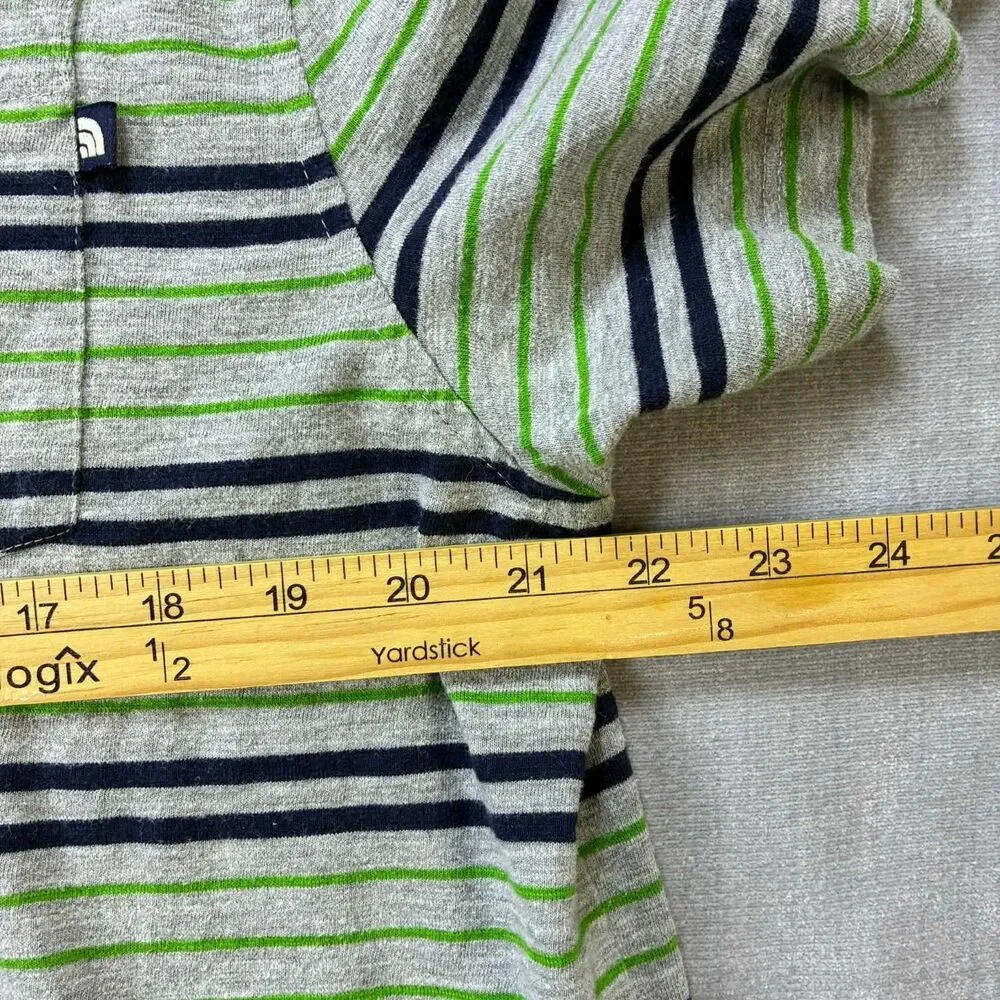 The North Face Polo Shirt Mens Large Gray Striped Short Sleeve Cotton Blend